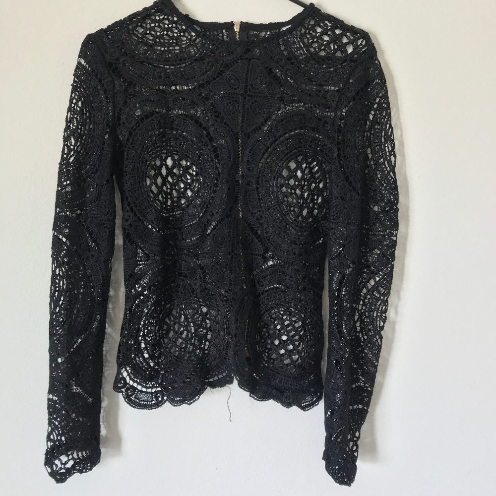 Black Embroidered Sheer Blouse